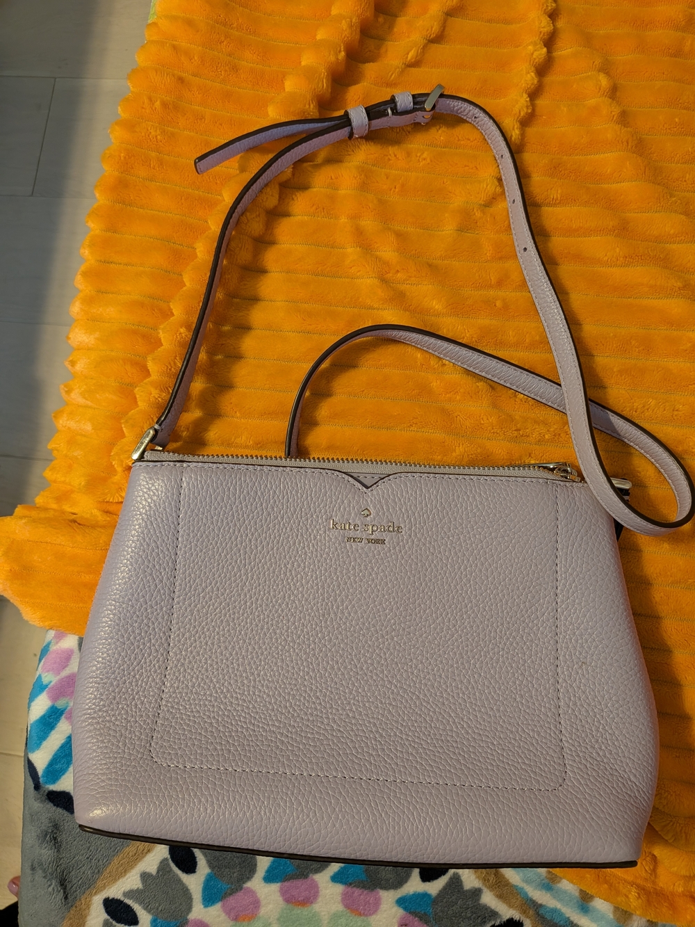 kate spade Lilac Pebbled Leather Crossbody Bag - Picture 8 of 13